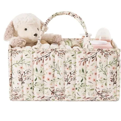 Diaper Caddy Organizer Stylish Nursery Storage Basket Floral Portable Diaper Bag Baby Shower Gift Newborn Essentials Pastoral Daisy