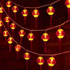 โคมไฟ ฤดูใบไม้ผลิ เทศกาล สายไฟ คลาสสิก พู่ โคมไฟ สายไฟตกแต่ง ใช้แบตเตอรี่ สําหรับแขวนตกแต่งเทศกาลตรุษจีน2026