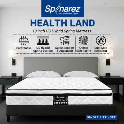 Spinarez Health Land 10” Tilam US Hybrid Spring Mattress Euro Top Comfort Medium Firm Tilam Single Tilam Queen