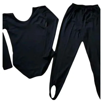 High Quality Leotards Set for Kids Longsleeves Black Top and Bottom