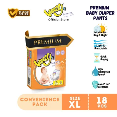 Weezy Disposable Baby Diaper Pants - Travel Pack (S26 / M22 / L20 / XL18 / XXL16)