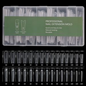 PLNBFG 240pcs Short Oval False Nail Square Top Mixed Size Sandwich Nail Forms Bottom Mold Nail Art Extension Nail Art