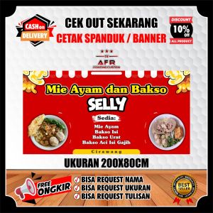 Spanduk Banner MIE AYAM BAKSO Paling dicari Ukuran 200 x 80 cm