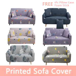(2 Pcs Sofa Covers)Fabric L Shape Sofa Cover Set hood single - three -person sofa cover Nordic style elastic milk silk Washable sofa set