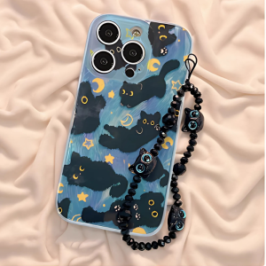 Case Xiaomi Redmi A3 13C 14C Poco C65 C75 Casing Softcase Black Cat Tali Gelang Premium