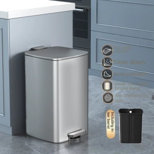 Manzan Step Pedal Trash Can 20L/30L Rectangle Stainless steel Trash tin
