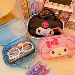 BAIXL Outdoor Casual Waterproof Kuromi Travel Storage Bag Cartoon Wash Pouch Storage Toiletry Bag Melody Student Stationery Box Storage Bag PU Cosmetic Bag Makeup Bags