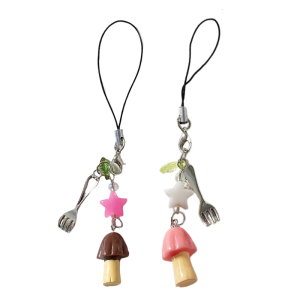 Unique Mushroom Keychain Mobile Chain Creative Phone Suitable for Car Key Decoration and Style Enhancement