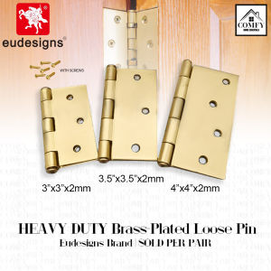 (ONE PAIR) HEAVY DUTY Brass Plated Loose Pin Door Hinge Hinges (3x3 / 3.5x3.5 / 4x4) Eudesigns BISAGRA