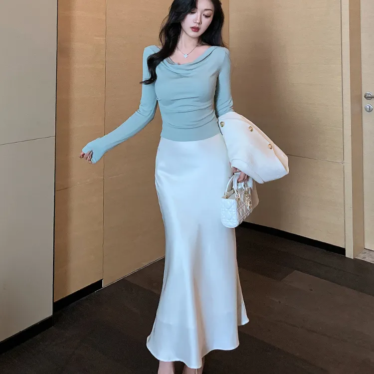 Detail Satin Silk Skirt 2