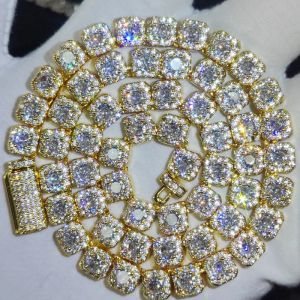 HHIOK Clustered Diamond Tennis Chain Miami Tennis Link Bracelet for Women 7MM Iced Out CZ Cuban Necklace Hip Hop Jewelry Gifts