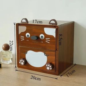 xpkQ Wooden Desk Drawers Small Sundries Drawer Dressing Table Storage Double Layer Organizer Art Bedroom Home Storage Organization 9Y3K6