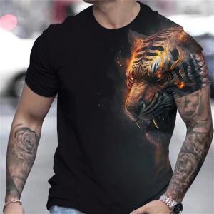 [Local Stock] VCC Tiger Print Mens Pattern T Shirt Temperament Casual Comfortable T Shirt Summer Mens 3D Clothing Tops Summer New Collection