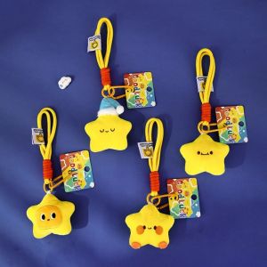 LINHU ตุ๊กตาน่ารัก ที่ห้อยกุญแจรูปดาว ฟูฟ่อง ตุ๊กตาผ้า สายพวงกุญแจตุ๊กตาดาว ประณีต ของเล่นนุ่มฟู จี้ห้อยกระเป๋า กระเป๋าและอุปกรณ์เสริม