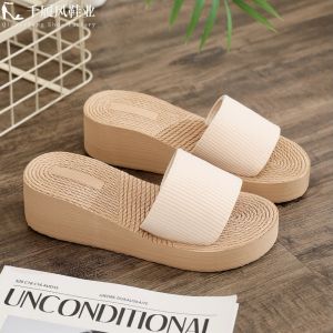 [Free Shipping] Womens Sandals with Elastic Strap Thick Sole Simple Design One-Strap Beach Sandals for Summer with Logo