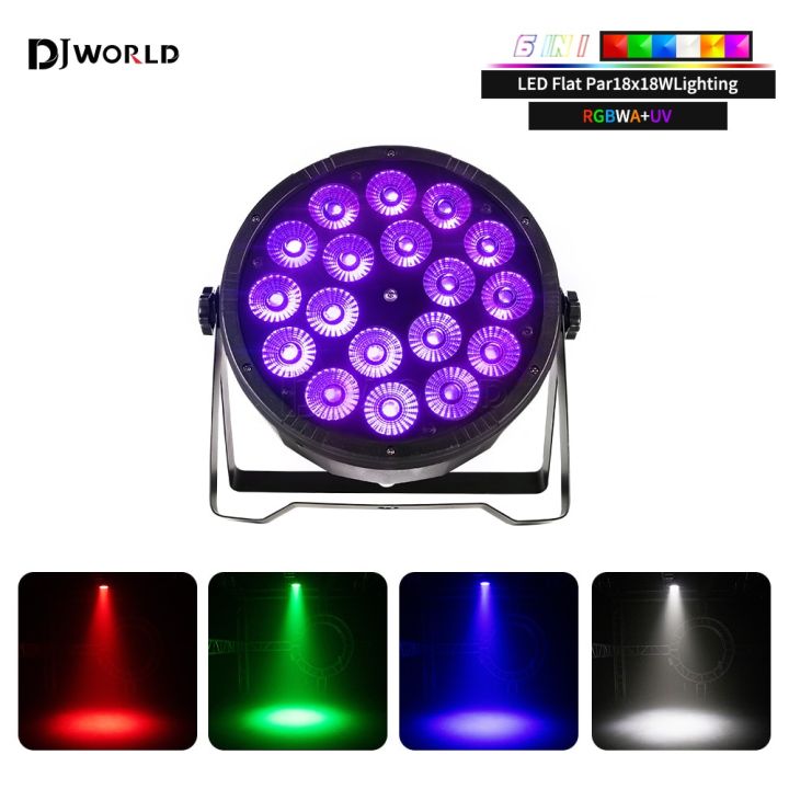 Led Par Light 18x18w Rgbwa Uv 6in1 Flat Par Light Dmx512 Professional Stage Lighting Equipment