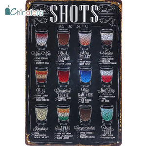 [Chinatera] Vintage Metal Poster Tin Sign Metal Wall Poster Plate Martini Mojito Cocktail Plaque Retro Metal Sign for Pub Club Bar Coffee Home Wall Decor