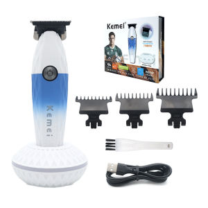 KEMEI KM-1690 Trimmer for Men DLC Blade T-Blade 7700RPM 10W with Base Charger 1600mhA Matte Body Hair Trimmer Machine for Barber