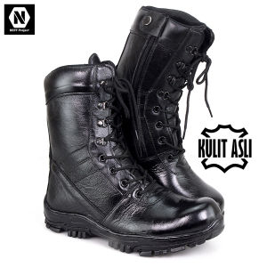 NEFF / Sepatu safety boot kulit asli pelindung besi / Sepatu TNI security tracking touring / NFC 101