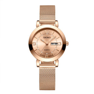 New stylish womens watch with a fully automatic movement metal strap dual calendar and luminous display