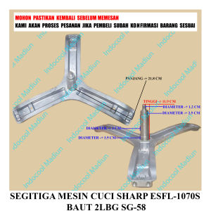 SG-58 BALING SPIDER MESIN CUCI / SEGITIGA MESIN CUCI SHARP ESFL-1070S BAUT 2 LUBANG SG-58