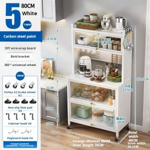 Multi-tiered kitchen shelf Floor-standing Oven and Microwave Storage Unit Multi-functional Wall-mounted Storage Cabinet