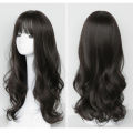 [YAN K] Long Curly Hair Wig with Air Bangs Women Girls Big Wave Natural Hair Extension Full Headgear Fluffy Hair Wigs. 