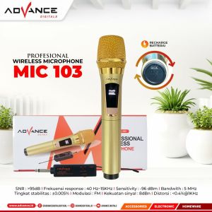 Mic wireless single advance  MIC 103 Profesional Wireless microphone mic103 mic gold karaoke mic nirkabel