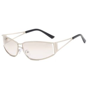 ERYRG Y2k Frameless Sunglasses Metal Steampunk Rimless Oval Sunglasses Cool Gradient Fashion Shades Driving