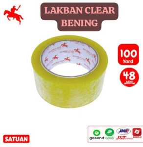 P2 JOLIE/Lakban OPP Tape/Lakban Clear Bening Ksatria tape 48mm x 100yard/isolasi 1 inch 45mm x 80yard/SATUAN/ PER PCS