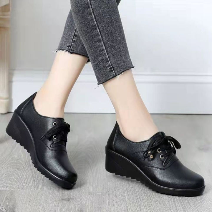 New High-quality Women's Soft-soled Non-slip Lace-up Wedges Shoes Single  Shoes Oil-proof Chef Work Shoes Women Shoes Lazada PH