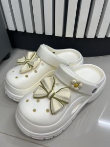 H  รองเท้าหัวปิด รองเท้าแฟชั่น รองเท้าเปิดส้น  รองเท้าหัวโต ลายโบว์สุดสวย BE 8627 สี ขาว เขียว ชมพู ดำ ขนาด  36-41