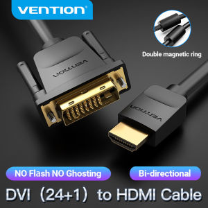 Vention DVI to HDMI Cable DVI D 24+1 Pin Support 4K 60HZ HD Cable HDMI to DVI Cable Support 1080P 3D High Speed HDMI DVI Cable For Laptop Computer Connect to TV LCD HDTV XBOX Projector Monitor HD Output Video DVI to HDMI Cable
