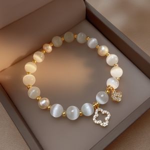 Four Leaf Clover Bracelet Natural freshwater pearl beads Bracelet For Women Fashion Bangle Bracelet lucky charms bracelet 2023 bracelet korean style bracelet for bestfriend White Opal Stone Pearls Bracelet 18k pawnable bracelet gold pawnable jewelry gift