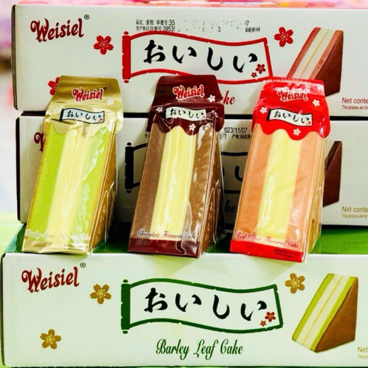 Thùng 1kg (10c) Bánh Bông Lan Tam Giác Weiseil Vị Mân Xôi, Trà Xanh ...