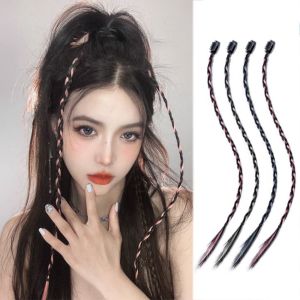 BAIXL Clip Twist Braided Hair Rope Y2K Fashion Boxing Braid Hair Pieces Hair Accessories Hair Extension Hanging Ear-Dye Wig Girls