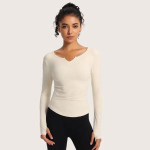 LONG SLEEVE SPORTS BRA WITH CUP BRA - ATASAN BAJU LENGAN PANJANG OLAHRAGA WANITA CT27