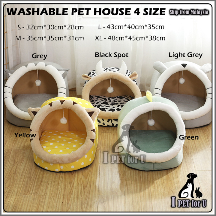 📢Ready Stock📢Washable Pet Bed Cat Bed Large Size Soft Kennel Bed Cotton Cat Bed with Toy Kucing Bed sarang kucing 宠物狗床猫窝