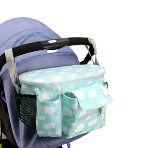 WARM STOP Oxford cloth Baby Stroller Bag Printed Large Capacity Hanging Carriage Bag Portable Multi-functional Cartoon Stroller Organizer Carriage Accessories