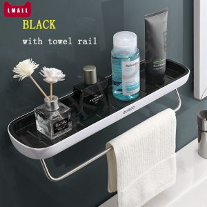 SG Seller ECOCO No Drill No Punch Bathroom Toilet Organizer Storage Shelf Rack Wall Mounted Traceless Rectangle shelf