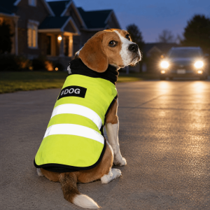BMFUEW Breathable Reflective Dog Safety Vest Bright Orange Adjustable Puppy Visibility Jacket High Visibility Protective Pet Fluorescent Clothes for Walking Night