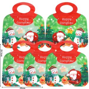 5Pcs/Set Christmas Tote Bag Self-Sealing Bag Plastic Portable Bag DIY Kid Toy Xmas Holiday Party Candy Snack Sugar Gift Storage Pouch