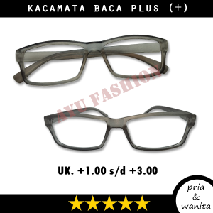 Kacamata Kacamata Baca (Plus) Lensa +1.00 s/d +3.00 Untuk Pria Wanita Bingkai Kota Panjang Warna Abu Doff Ringan Kokoh Gaya Korea Style TERBARU - NEW ARRIVAL