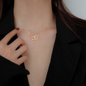 Titanium Kalung anti karat dan anti luntur Emas Hati simple Liontin Perhiasan Wanita