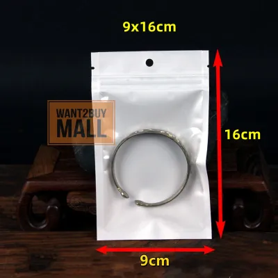 100pcs Clear White Zipper Bag Self Seal Ziplock Plastic Retail Packaging Pack Zip Lock Hang Hole Plastic Beg 首饰手机壳包装自封袋