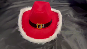 Fashion Christmas Cowboy Hats LED Luminous Santa Hat Western Cowgirl Cap Women Girl Cosplay New Year Party Decoration