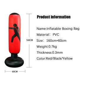 Adorefit 160CM/5.25ft Tumbler Inflatable Boxing Bag Vertical Fitness Punching Bag Kids Adult Training Workout Equipment