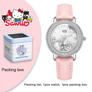 (With Box/41.9*36mm)100% Authentic Sanrio Hello Kitty Watch for Kids Girls Quartz Watch Waterproof Soft PU Leather Strap Shockproof Birthday Gift Christmas Gifts 2508