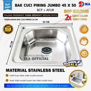 Bak Cuci Piring Todini Stainless Wastafel + Afur / 52cm x 43cm / Kitchen Sink Dapur BCP Mewah Sultan