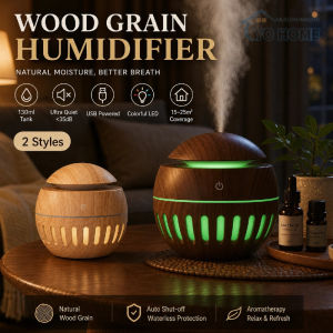 130ml Mini Humidifier Essential Oil Diffuser Wood Grain USB Mist Maker Air Freshener 7 Led Light